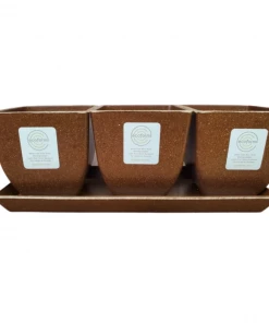 Garden Goods Direct EcoForms Quadra Trio 3.5 Inch Square Rice Hull Planter Set All Planters & Pottery 12 Garden Goods Direct EcoForms Quadra Trio 3.5 Inch Square Rice Hull Planter Set All Planters & Pottery
