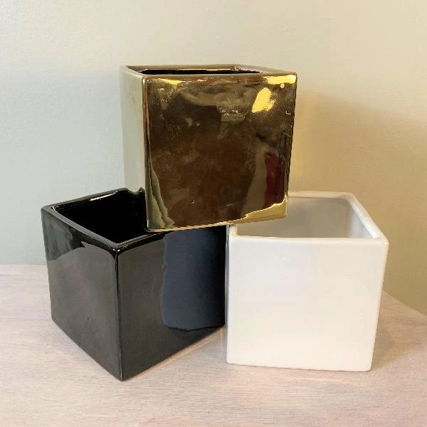 Garden Goods Direct Square Ceramic Plant Pot 2 Garden Goods Direct Square Ceramic Plant Pot