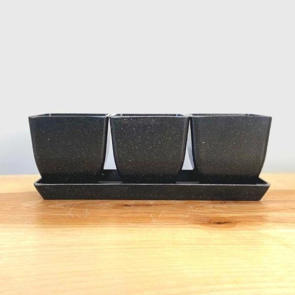 Garden Goods Direct EcoForms Quadra Trio 3.5 Inch Square Rice Hull Planter Set All Planters & Pottery 1 Garden Goods Direct EcoForms Quadra Trio 3.5 Inch Square Rice Hull Planter Set All Planters & Pottery