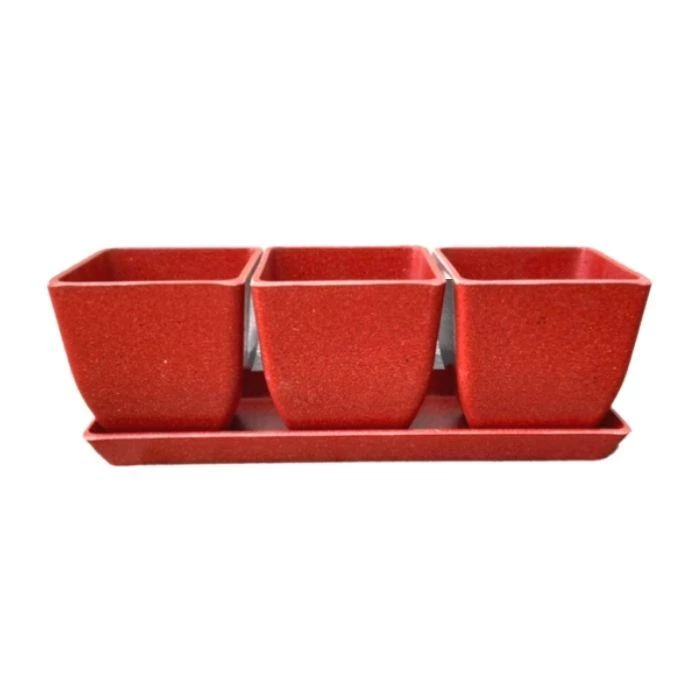 Garden Goods Direct EcoForms Quadra Trio 3.5 Inch Square Rice Hull Planter Set All Planters & Pottery 8 Garden Goods Direct EcoForms Quadra Trio 3.5 Inch Square Rice Hull Planter Set All Planters & Pottery