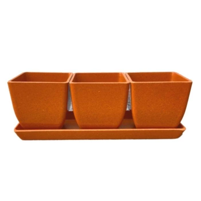 Garden Goods Direct EcoForms Quadra Trio 3.5 Inch Square Rice Hull Planter Set All Planters & Pottery 9 Garden Goods Direct EcoForms Quadra Trio 3.5 Inch Square Rice Hull Planter Set All Planters & Pottery